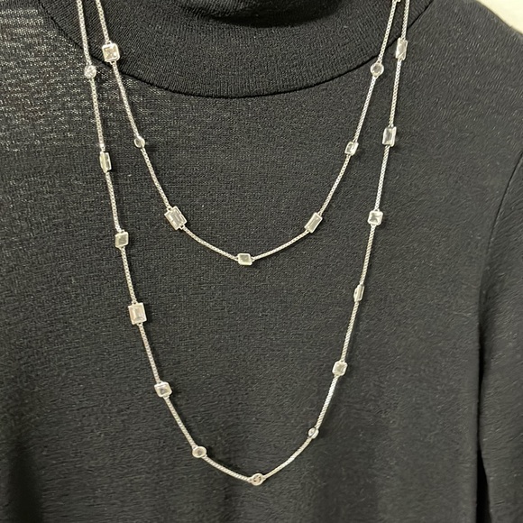 Long silver and clear stone necklace by Mickael Kors - Picture 1 of 3